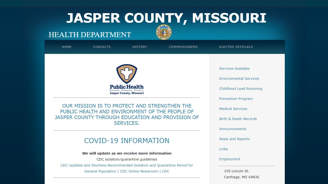 Jasper County, Health Department