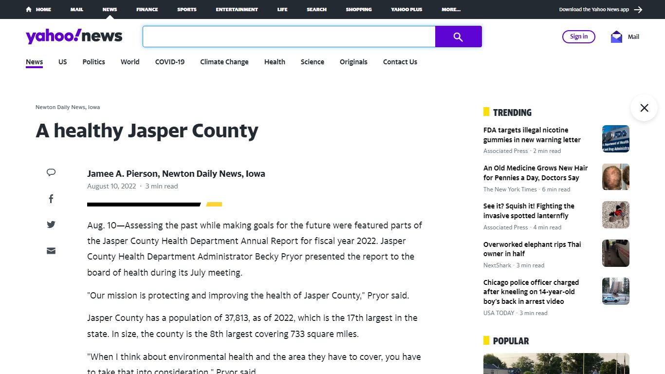 A healthy Jasper County - news.yahoo.com