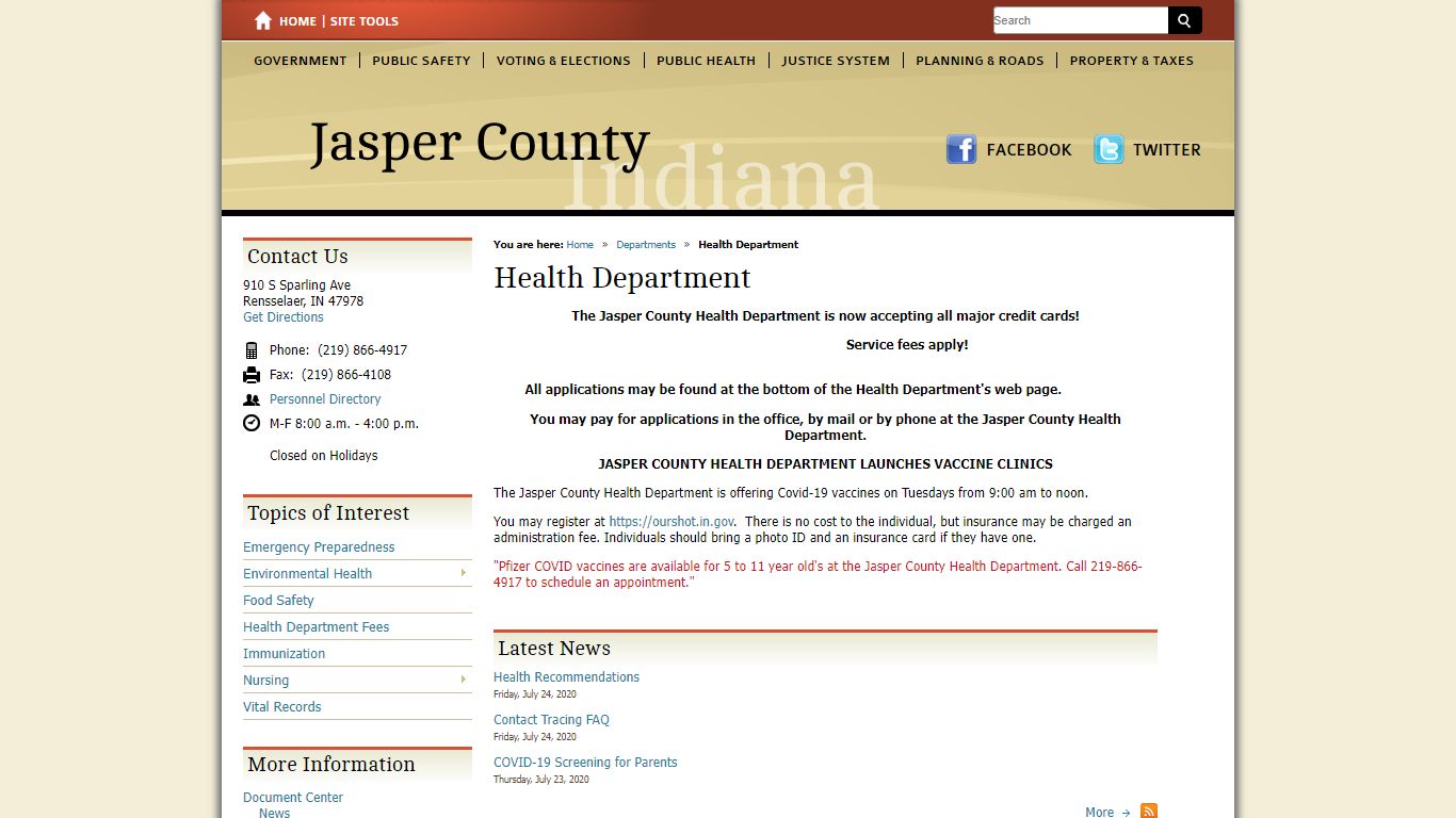 Health Department / Jasper County, Indiana